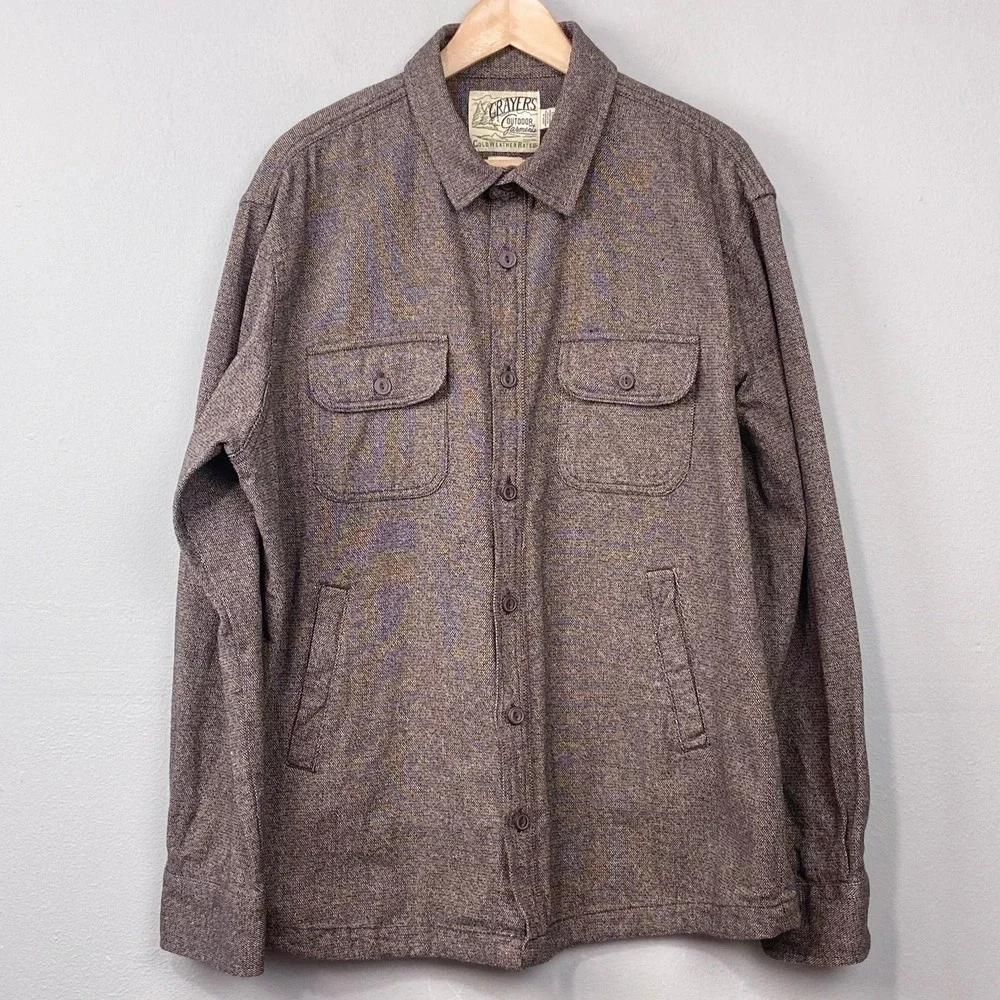 Grayers Shirt Jacket Mens Sz XL Brown Cold Weather‎ Rated Cotton Utility Shacket